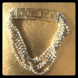 Five Strand Gold Plated Rhinestone Bracelet